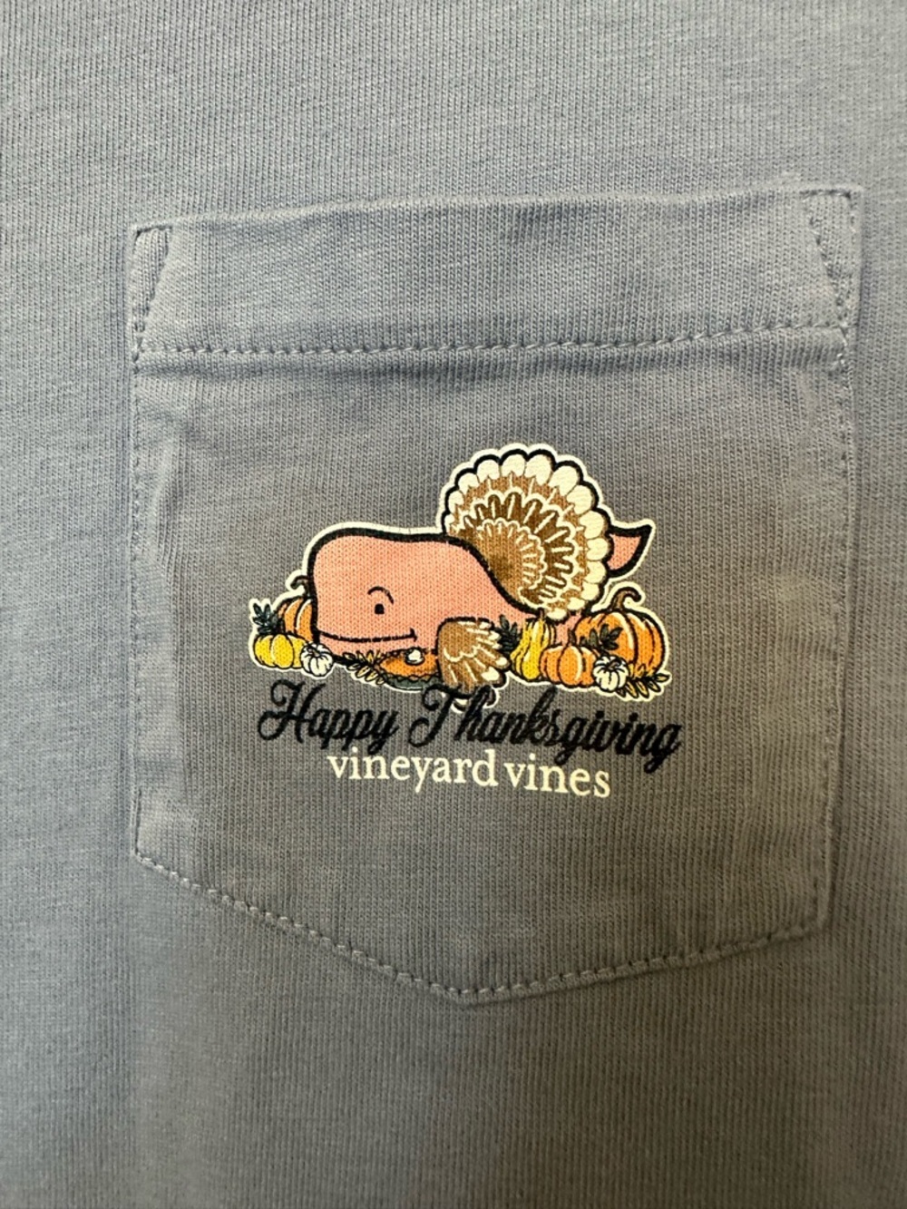 Vineyard Vines Long Sleeve Thanksgiving T-Shirt Boys Small Blue - Picture 2 of 5